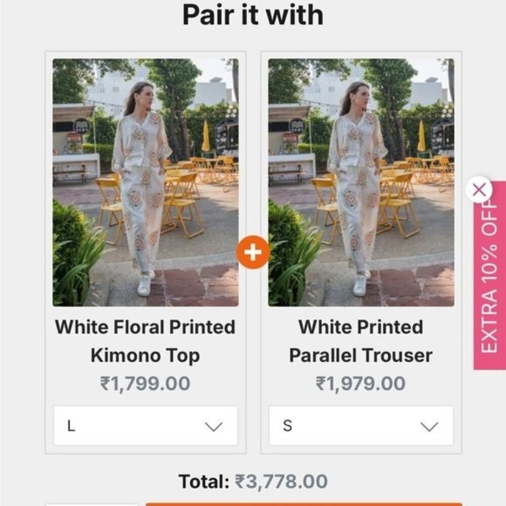 Zink London White Floral Printed Kimono Top & Printed Parallel Trouser Set Sz L - Picture 12 of 12